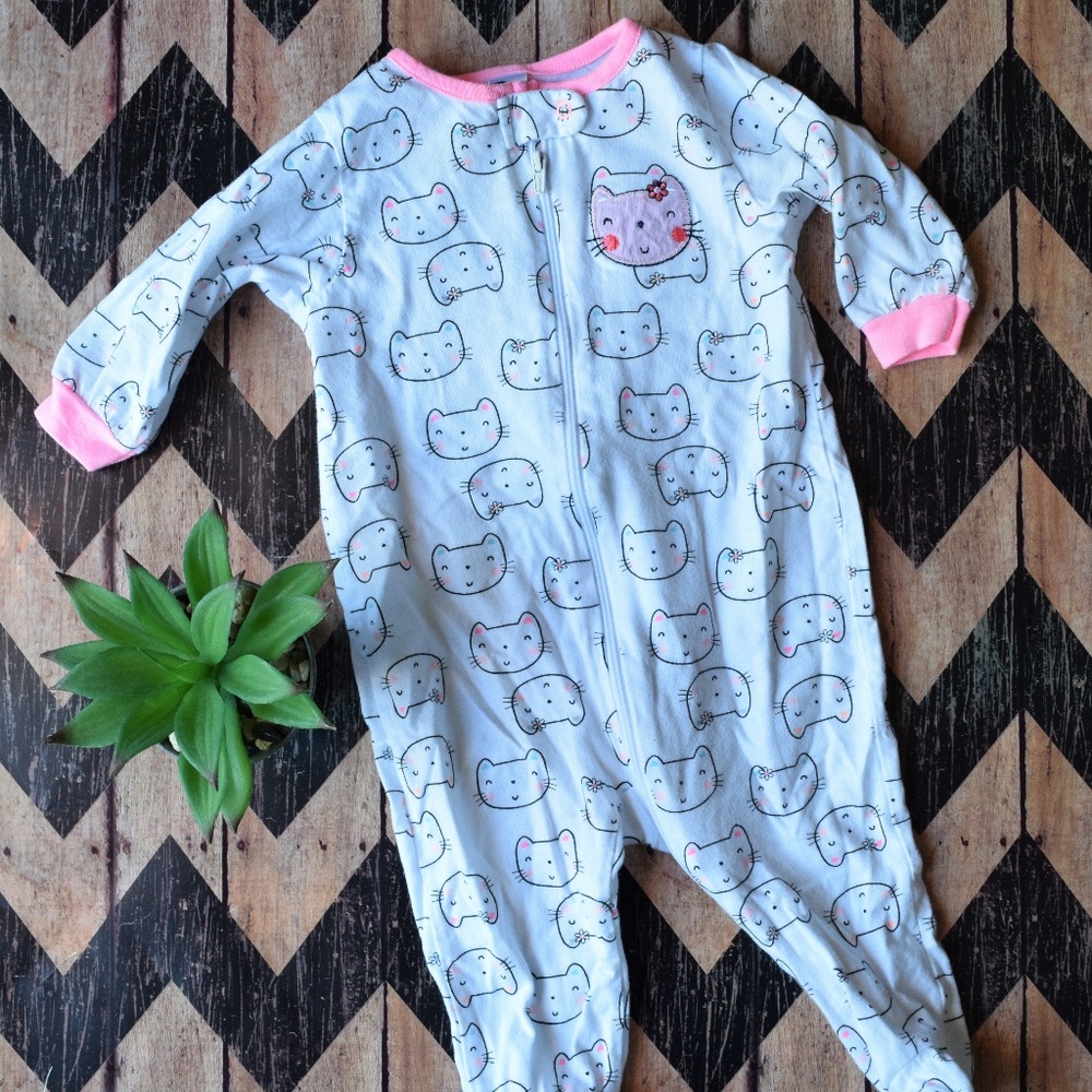 Gerber 3 month Cat Print Footed Pajamas